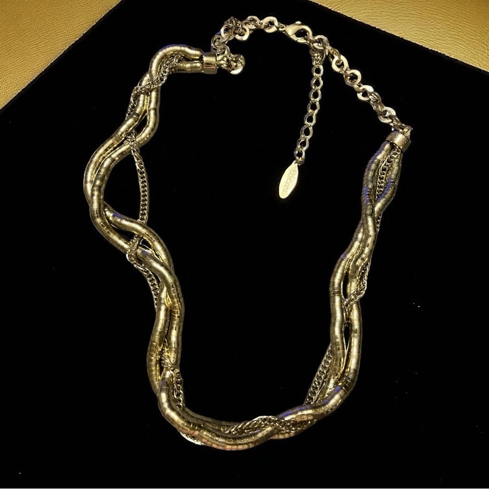 Chicos Chunky Twisted Gold Chain Necklace